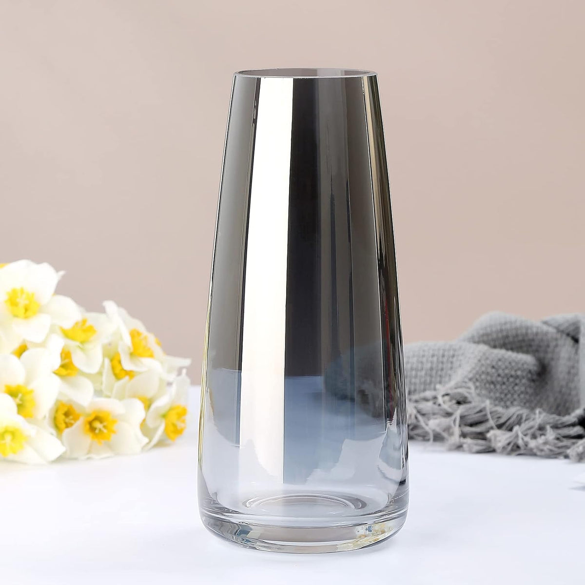 Large Smoke Grey Glass Vase – image 7