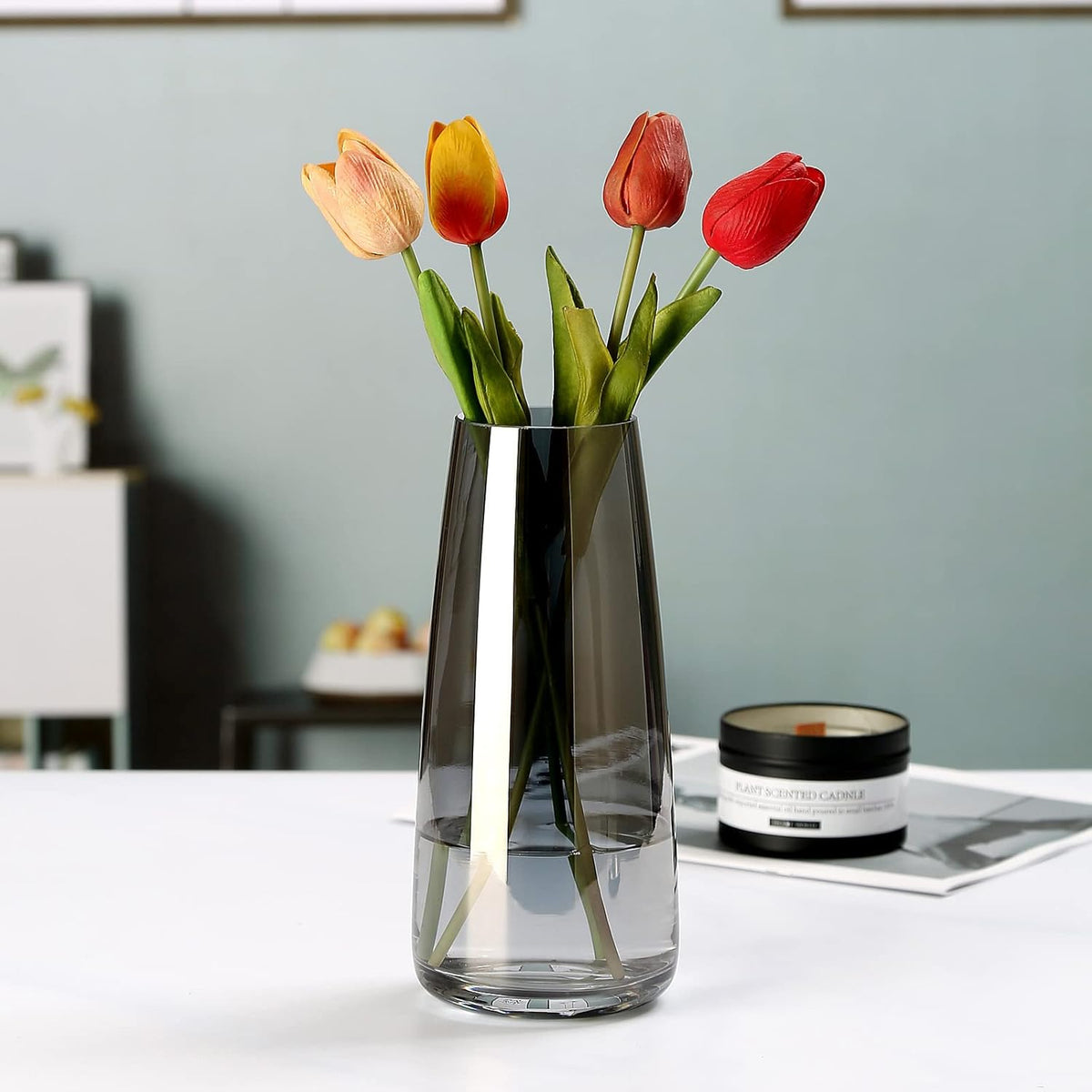 Large Smoke Grey Glass Vase – image 9