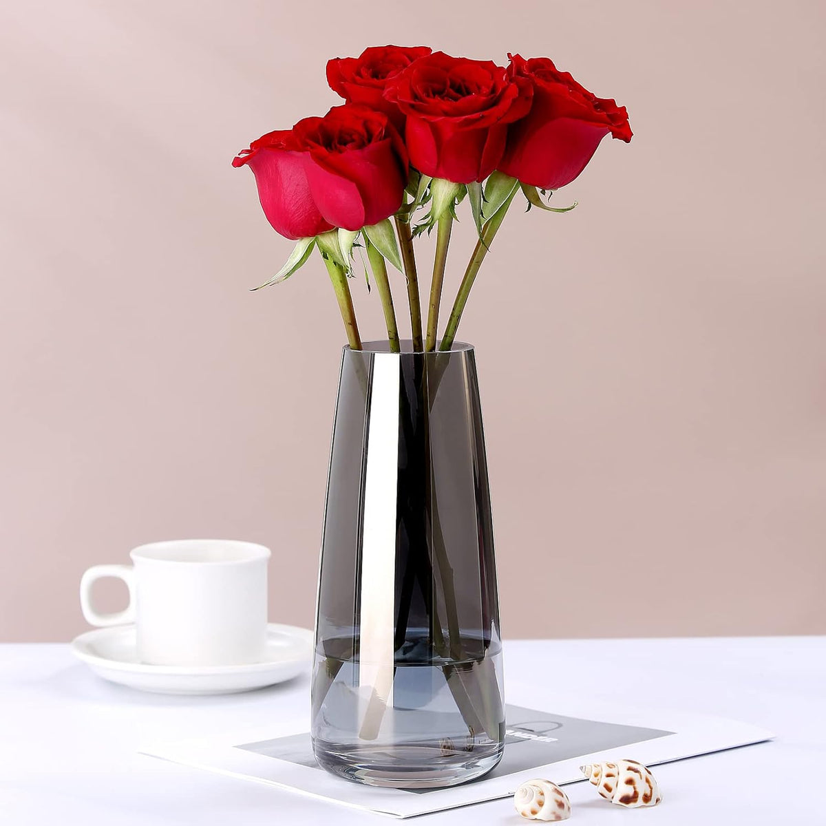 Large Smoke Grey Glass Vase – image 4