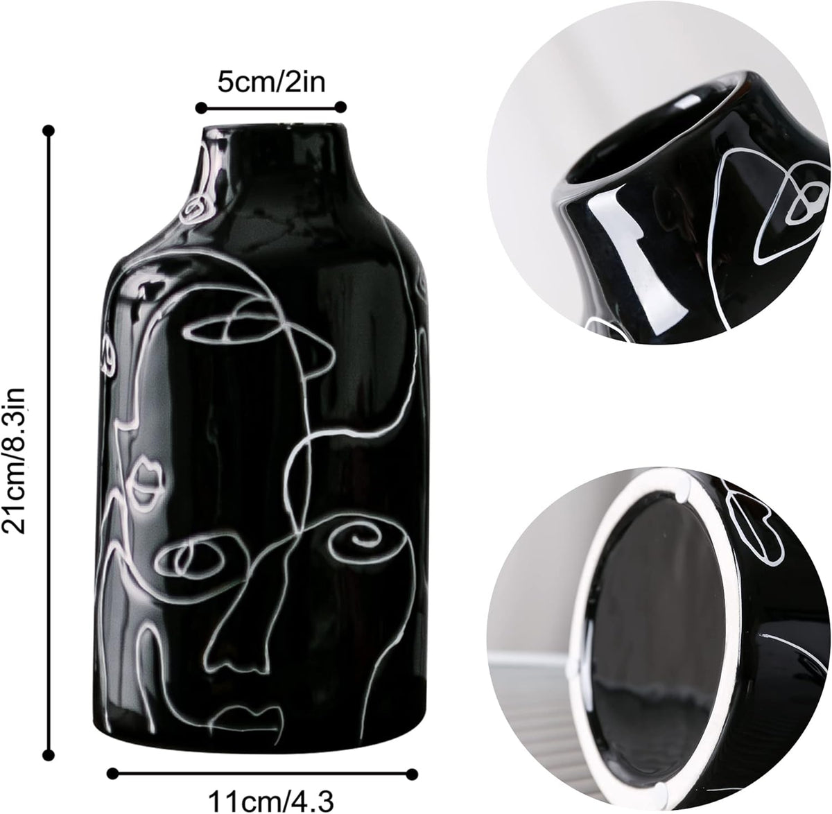 Abstract Face Ceramic Vase – image 7