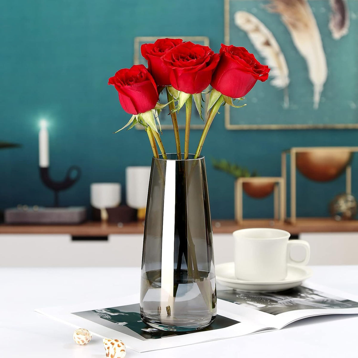 Large Smoke Grey Glass Vase – image 8