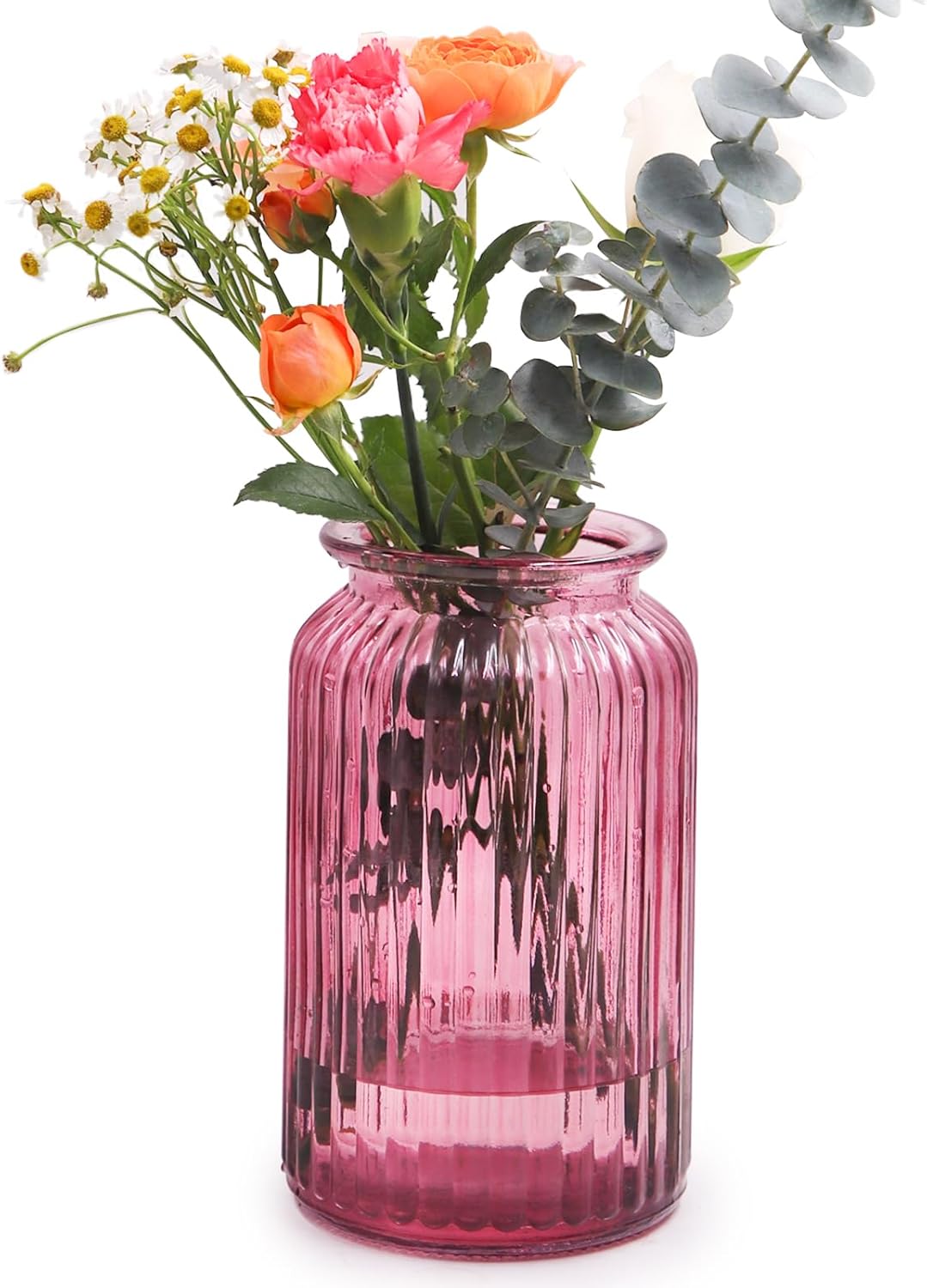 Faceted Gradient Glass Vase in Wine Red – image 13