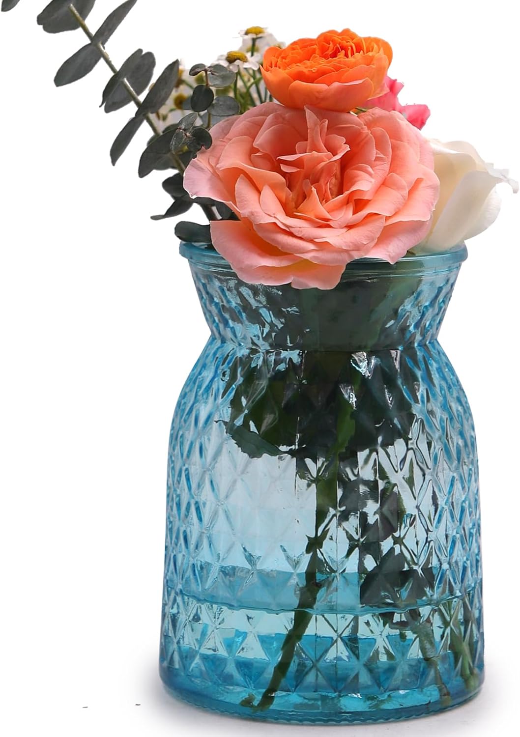 Faceted Gradient Glass Vase in Blue – image 9